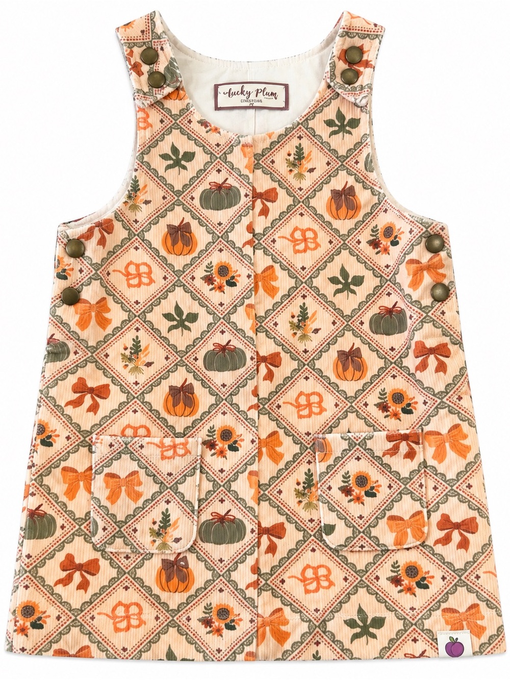 Cheeky Plum 2T Fall Pumpkin Corduroy Jumper Dress EUC